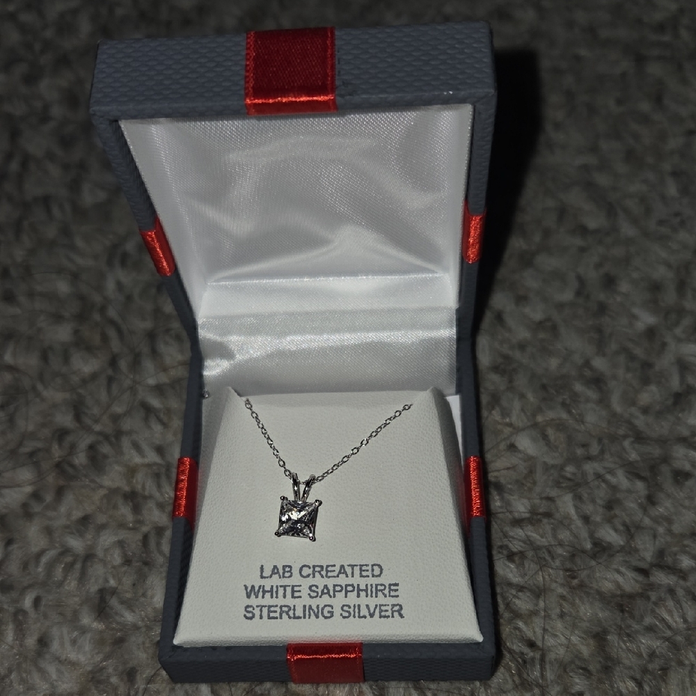 Lab Created White Sapphire Sterling Silver Necklace